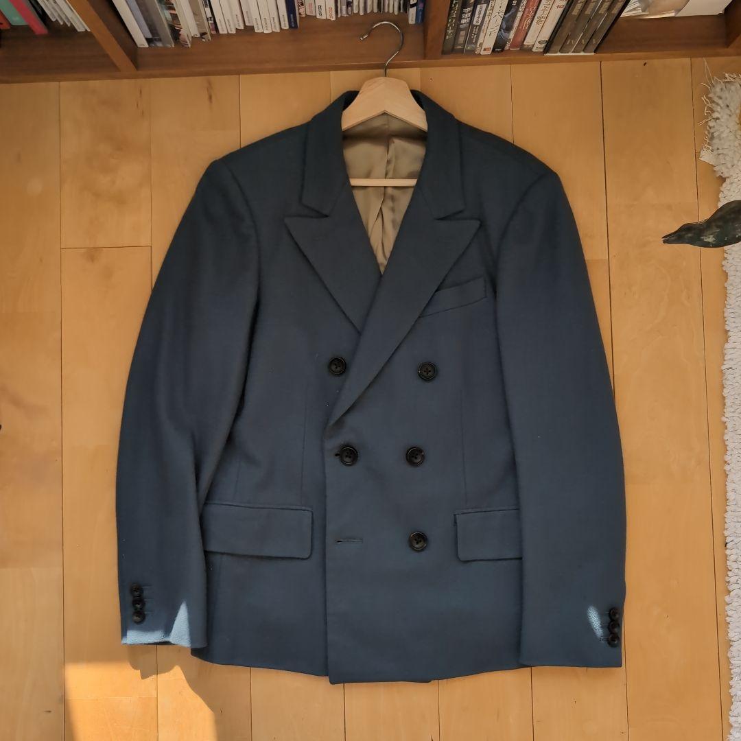 SCYE ウール ダブルブレスト スーツ ダスティブルー