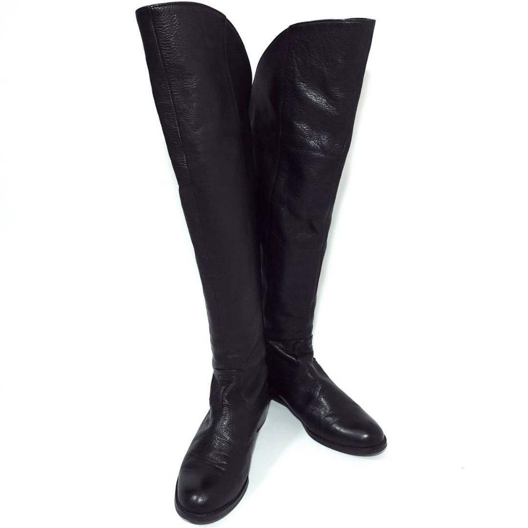 【らぶさん】ダイアナ　本革　ニーハイ　　ブーツ　シボ革　ブラック　日本製