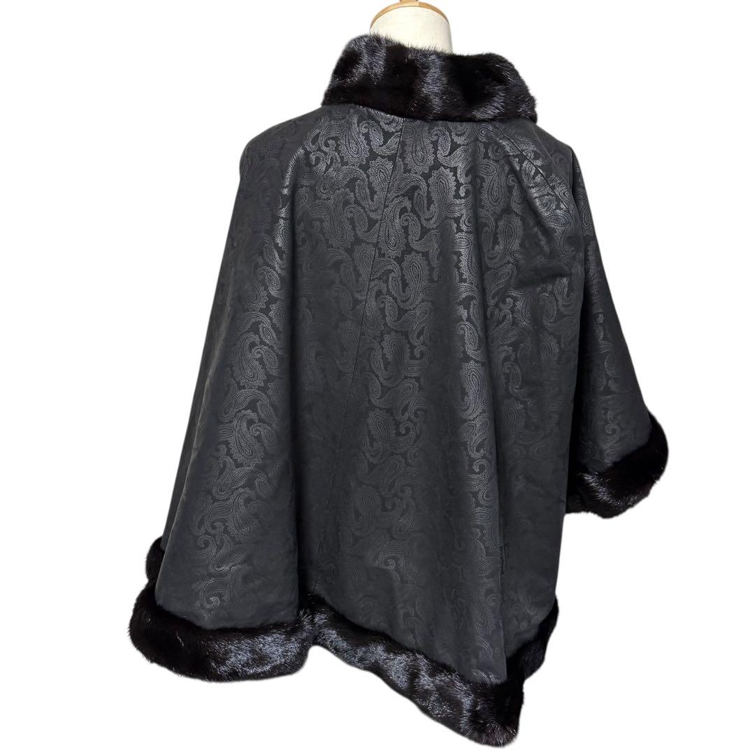 裾回り312cm✨ CHARLES JOURDAN レザー ミンク ケープ 38