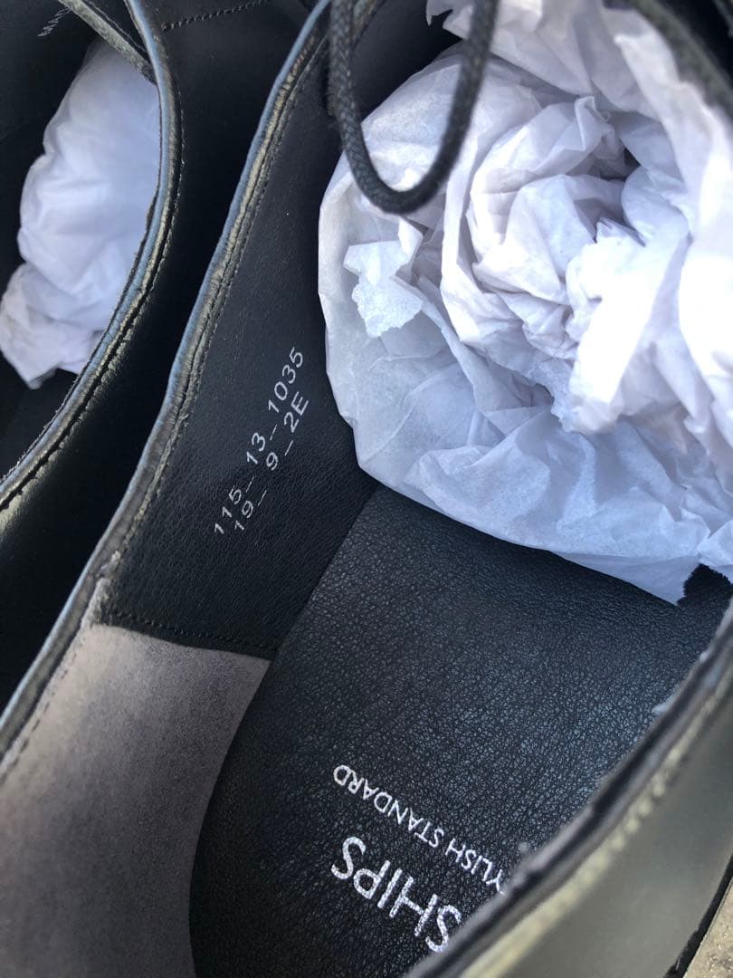 新品 SHIPS ブラック レザー シューズ 27.5