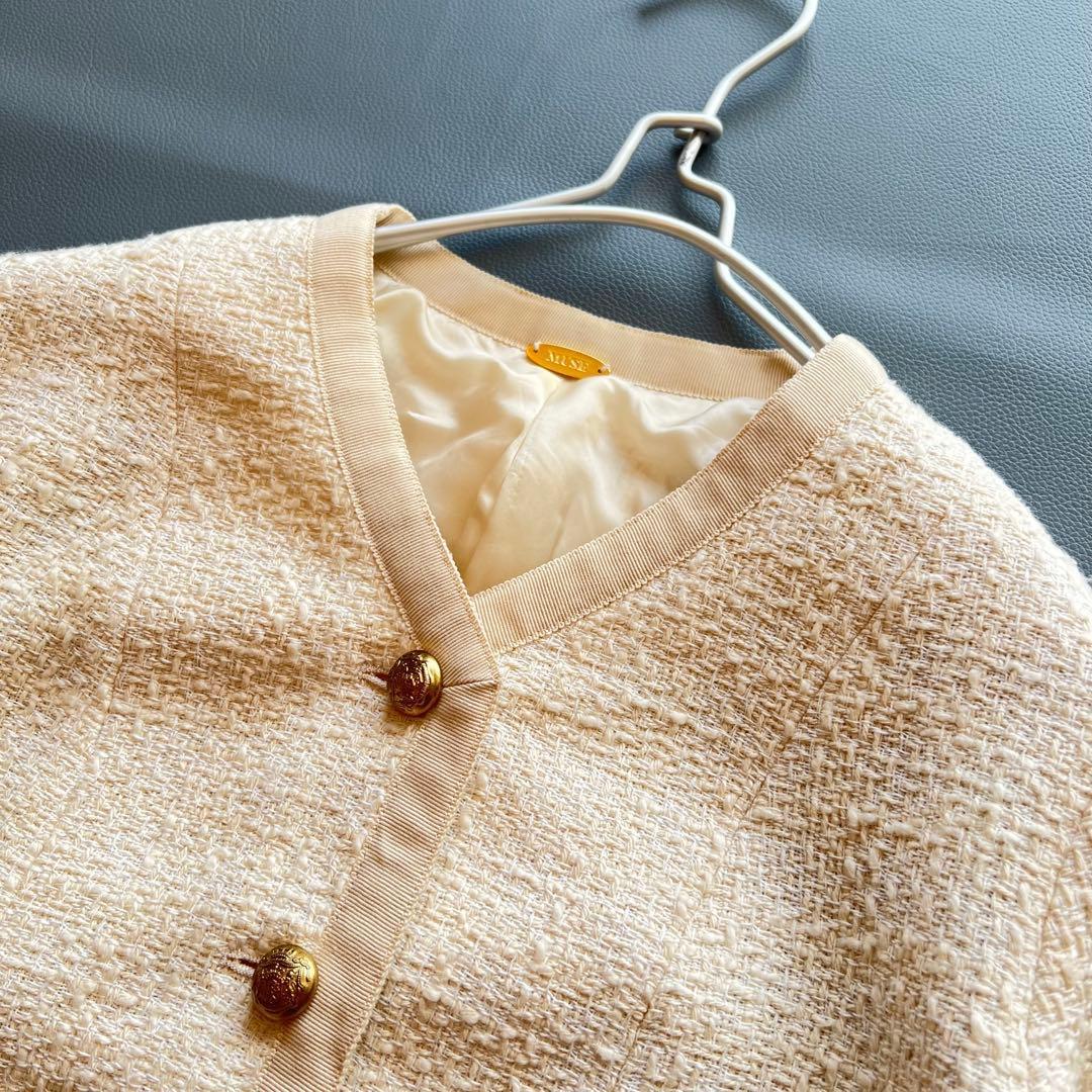 美品✨ドゥーズィエムクラス　tweed Vネック ジャケット　ツイードジャケット