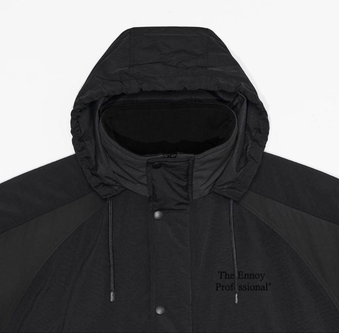 ジャケット・アウター Ennoy PADDED NYLON BENCHCOAT BLACK/BLACK