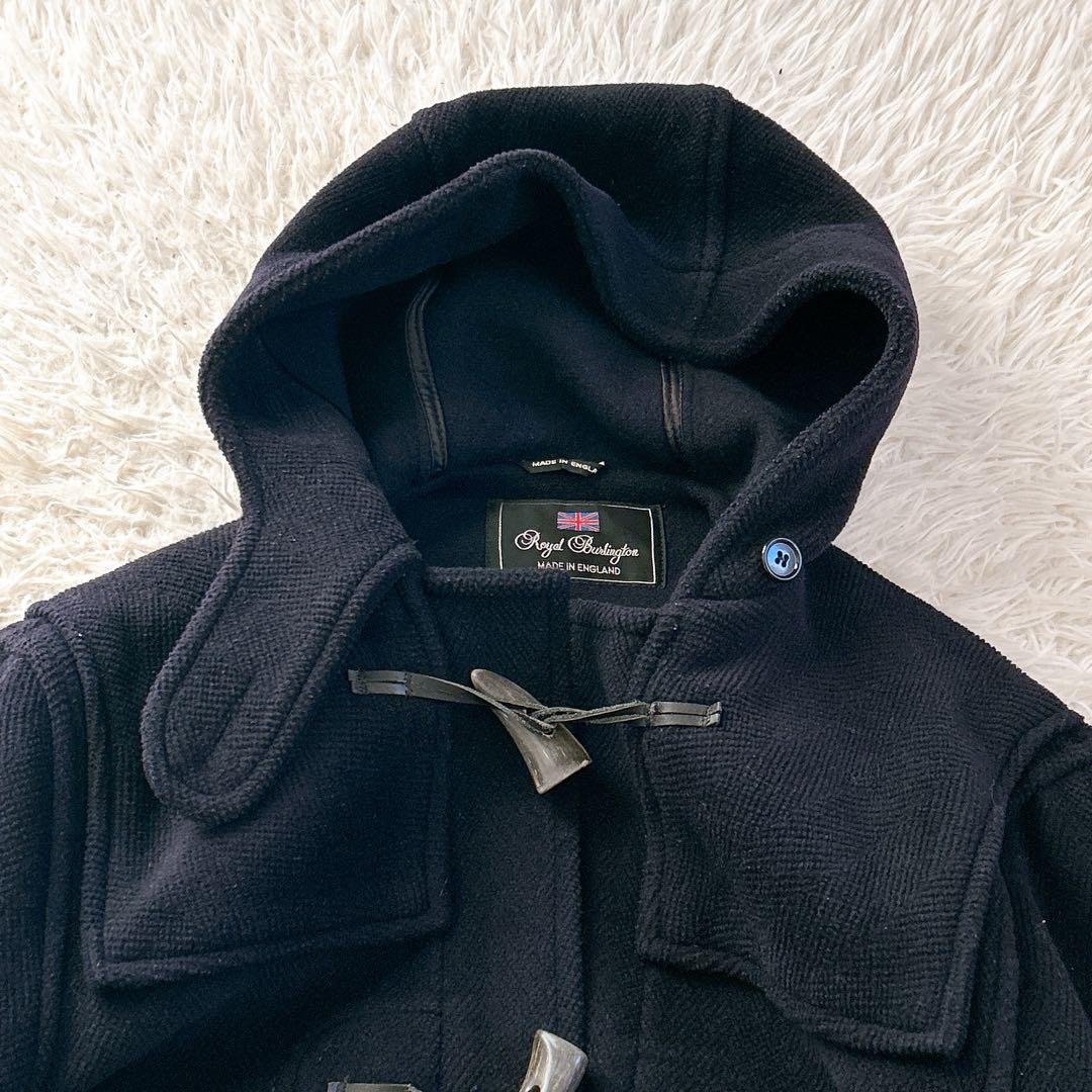 美品 ロイヤルバーリントン ダッフルコート ヘリンボーン ネイビー