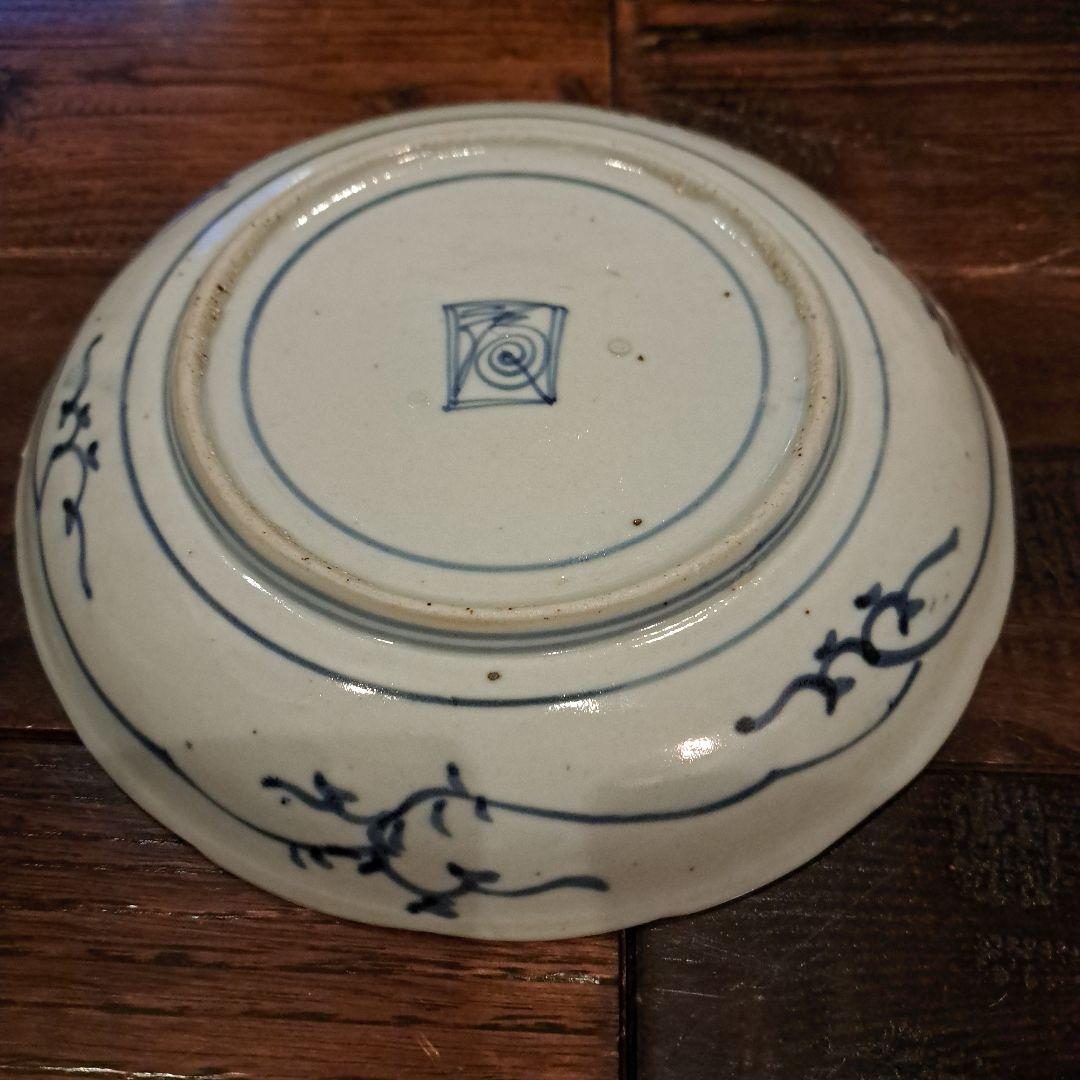 古伊万里　6寸皿　染付　角福　5客　呉須　五弁花　ブルー　有田焼