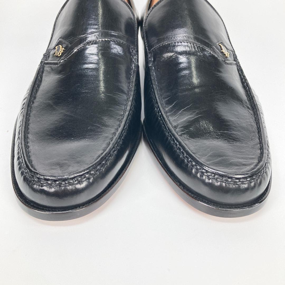 未使用・箱付　クリスチャンディオール　ロゴレザーローファー　本革　黒　38