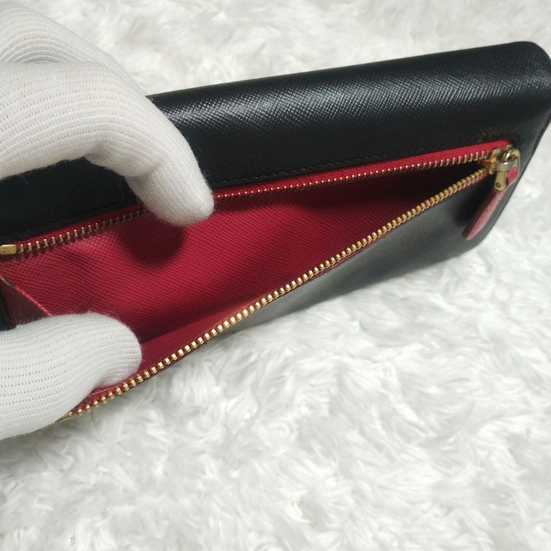 PRADA✨プラダ 長財布 サフィアーノ フィオッコ 黒 メタルロゴ リボン