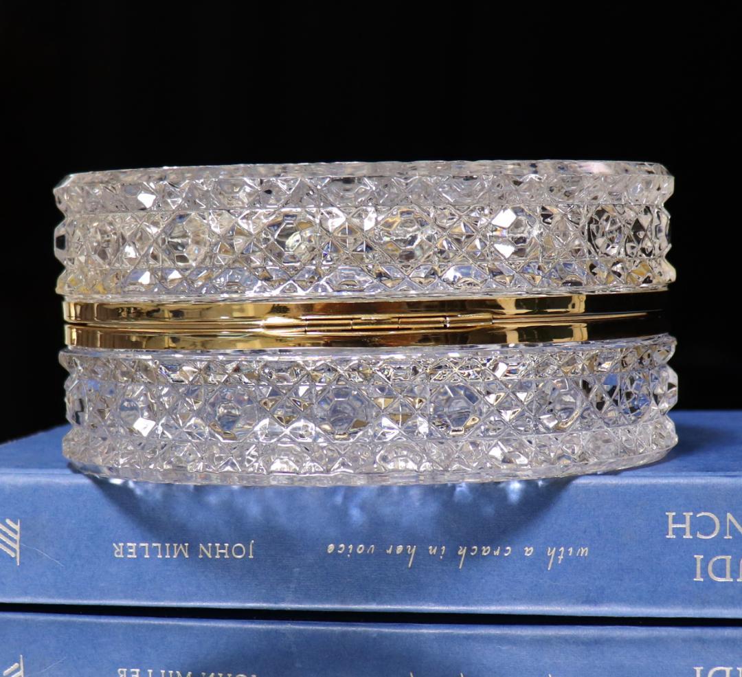 オールド・バカラ 金装飾 大型 1kg ダイヤモンドカット 宝石箱 ゴールド