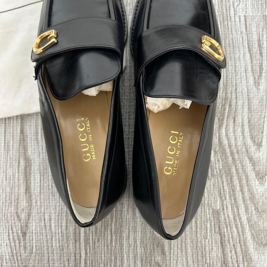 GUCCI ブラックレザー ローファー 37 1/2 c 新品