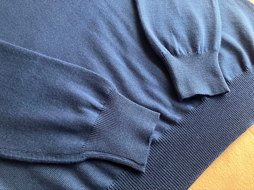 GRAN SASSO 12Gウールソリッドモックネックニット ブルー 48