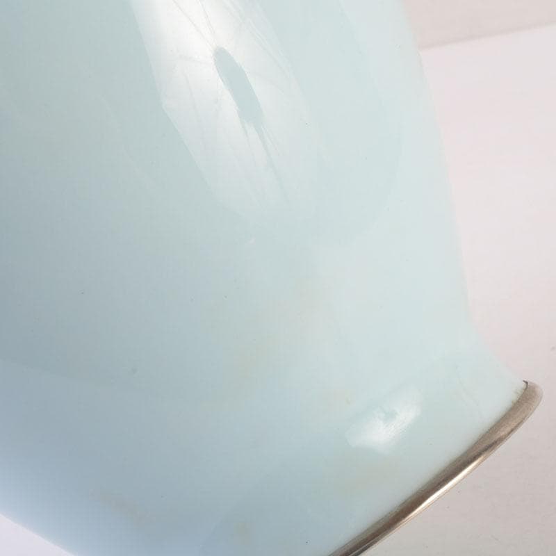 七宝焼　水色釉　双魚文　花瓶　V　9884