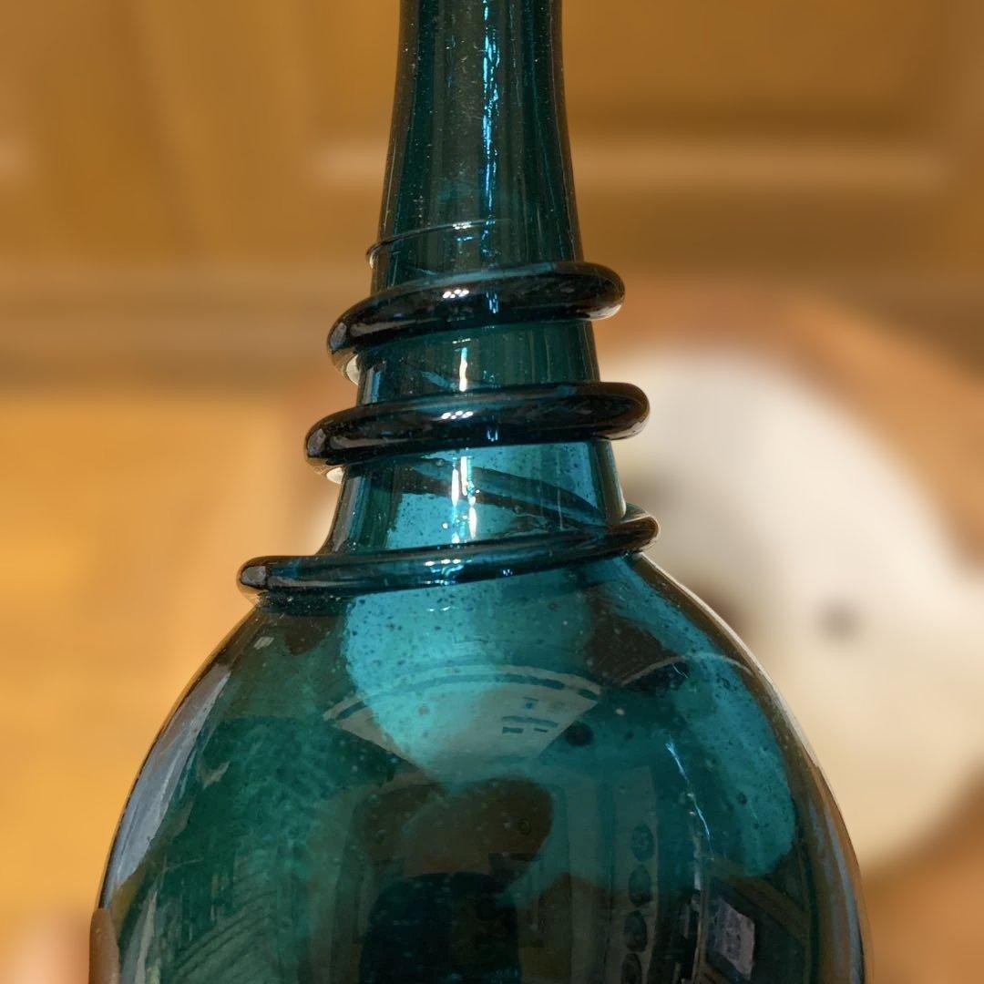 [まーる]倉敷ガラス　小谷真三　青巻付瓶　小瓶