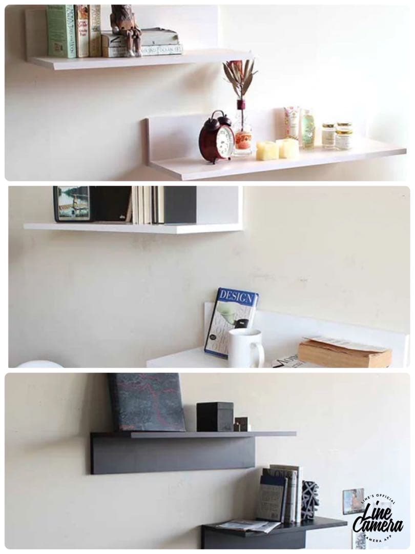 【4個セット】80cm、壁掛け、ウォールシェルフ、棚、飾り棚、L字型ラック、木製