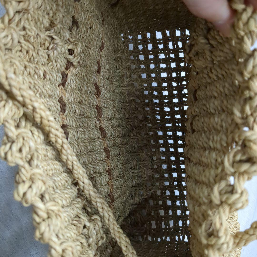 【値下げ】かごバッグ　草バック　手作り　ヒロロ　草編みバック