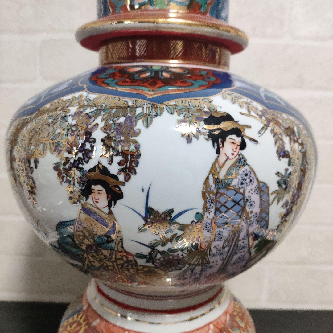 有田焼 金彩 染錦 美人図 沈香壺 飾壺 高さ46cm 古美術 骨董品