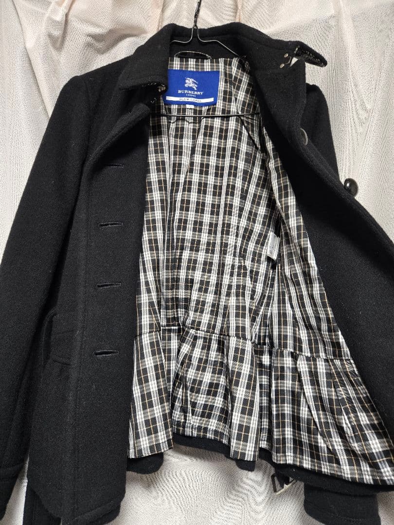 バーバリー・ブルーレーベル　ブラック ベルト付き ピーコート　38