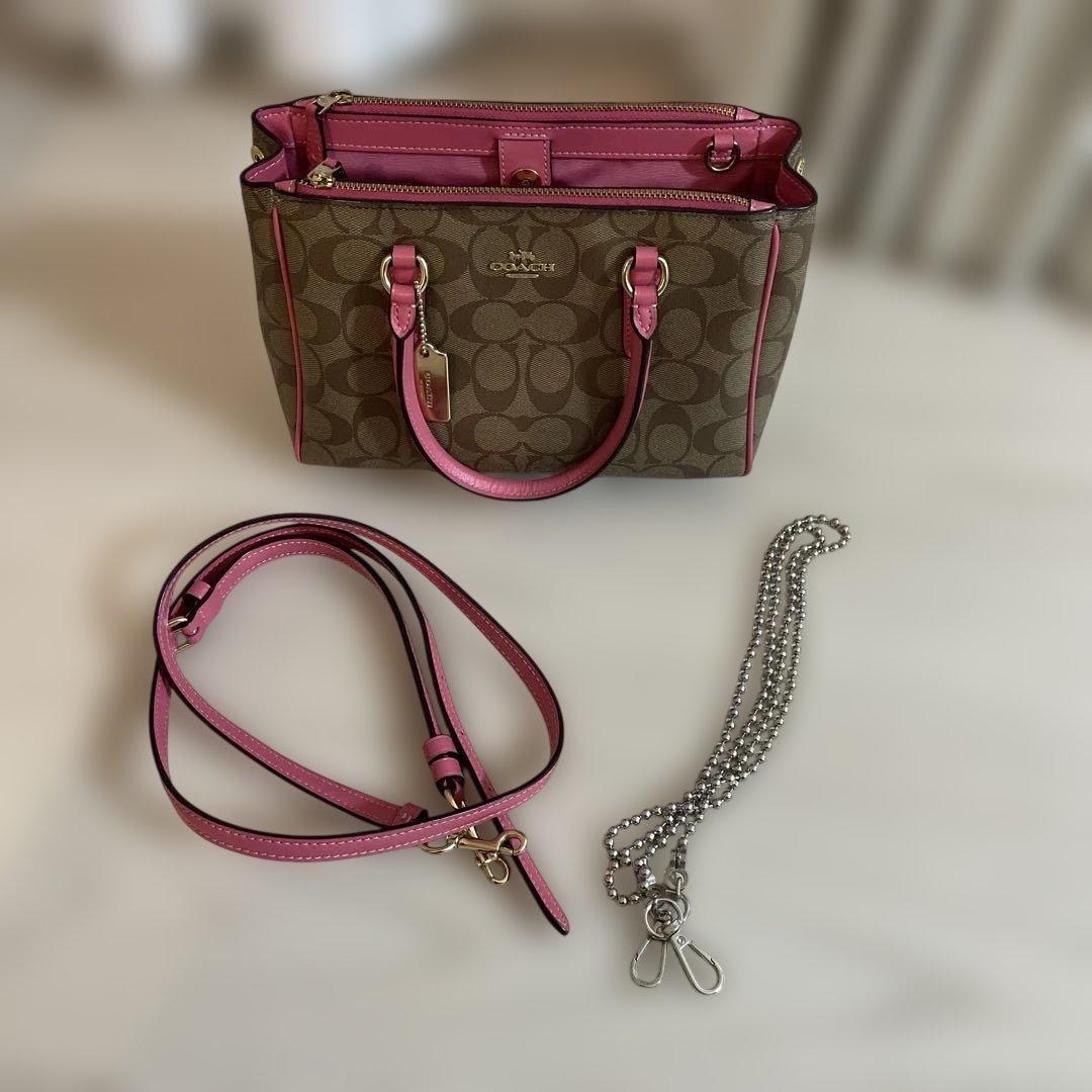 COACH バッグ ブラウン/ピンク