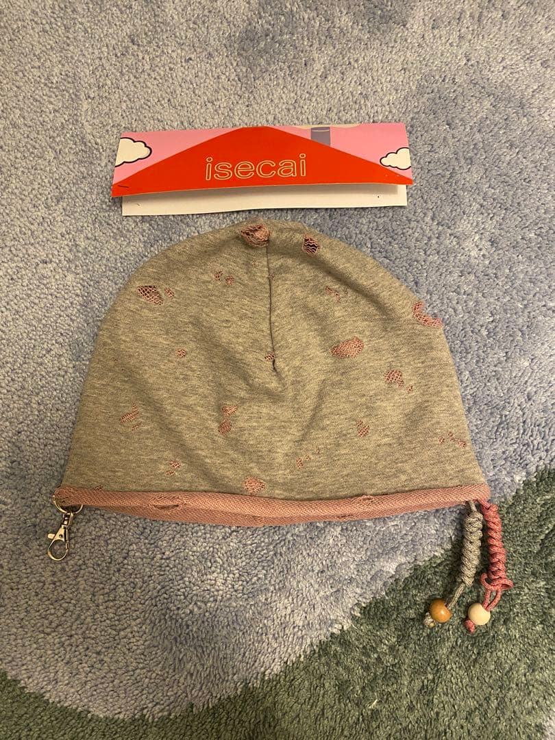 isecai Whimgy Beanie ピンク×グレー ネームタグなし