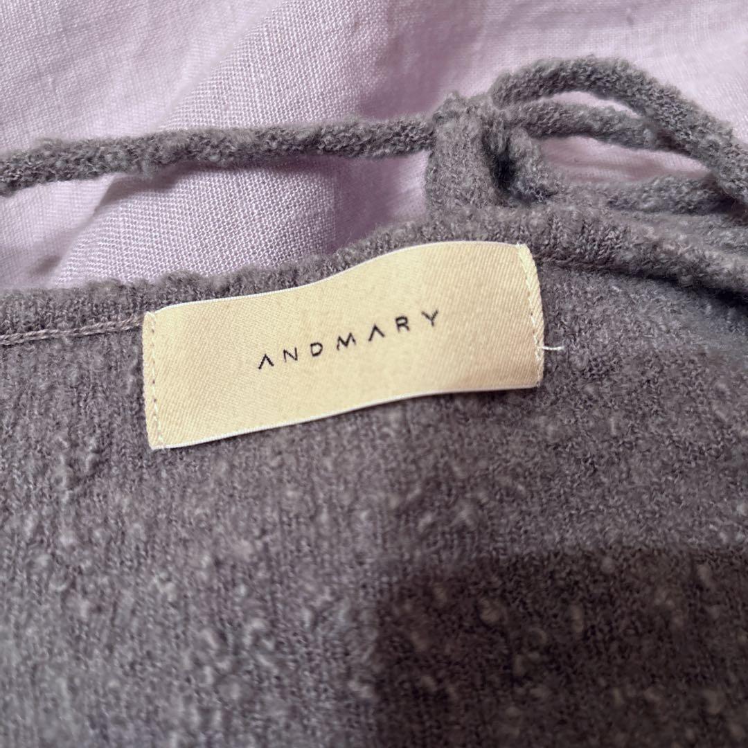 トップス andmary Bicolor ribbon tops color white