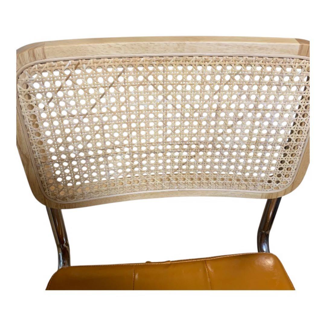 ラタンチェア ダイニングチェア アーム付き 肘掛け　ブラウン