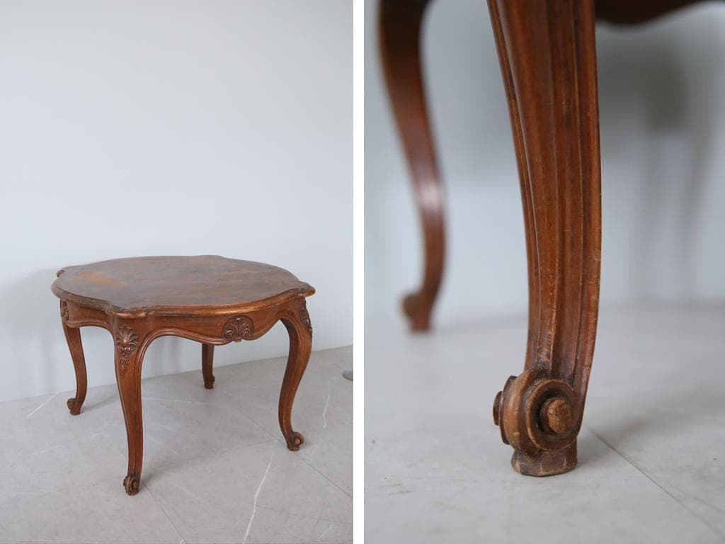 フランスアンティーク木製コーヒーテーブル/センターテーブル机/飾り棚(88-45