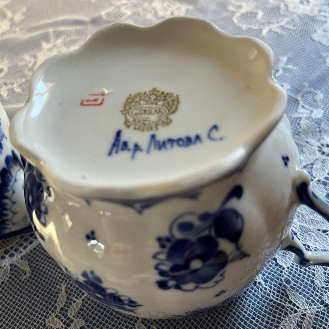 ロシアグジェリ焼き　ミルクポット&シュガーポット