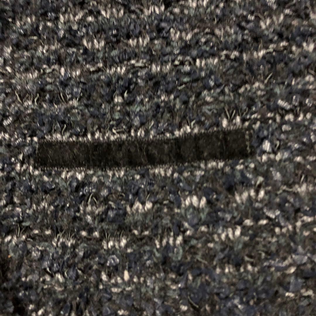 LANVIN ランバンのネイビー ノーカラージャケット ベルベット襟