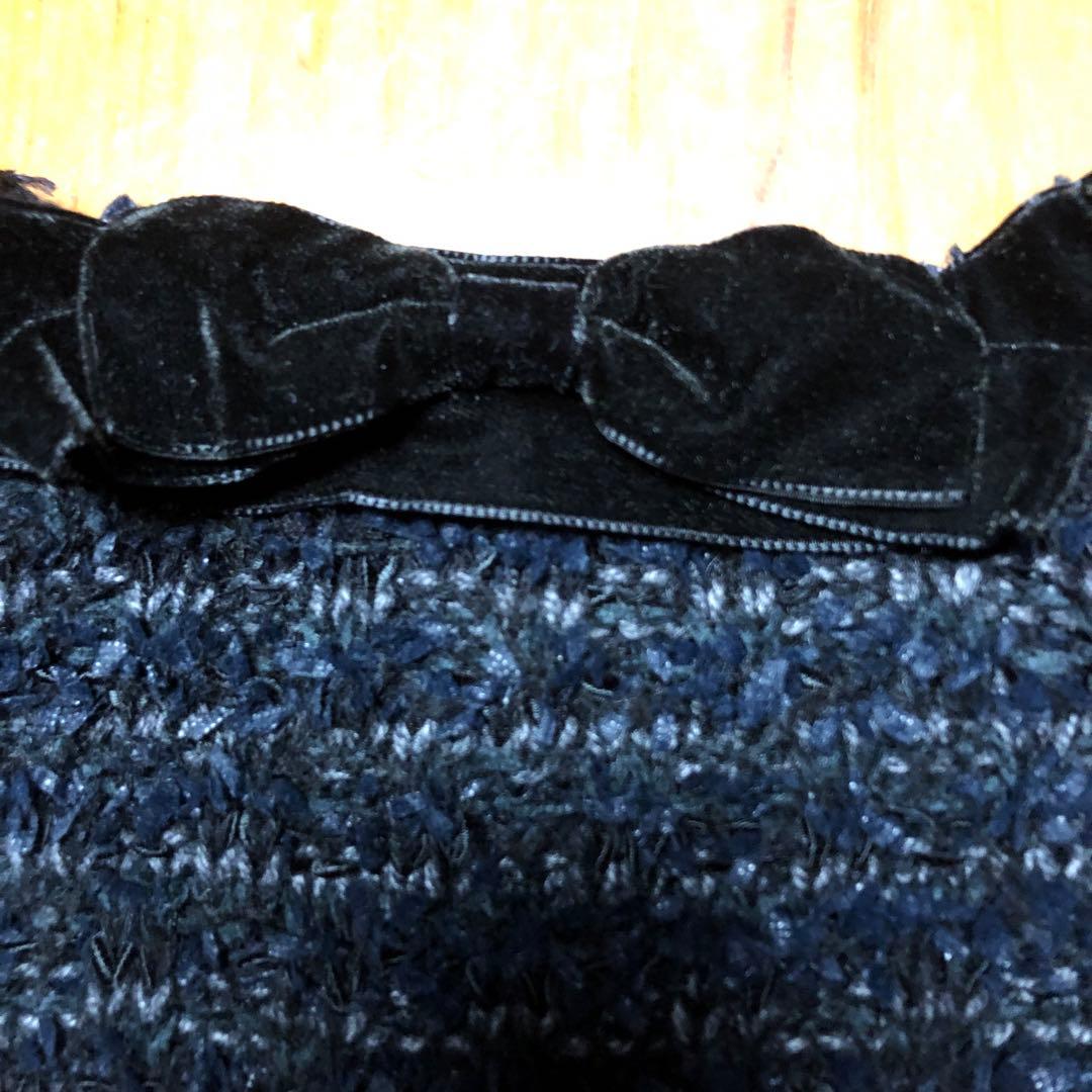 LANVIN ランバンのネイビー ノーカラージャケット ベルベット襟