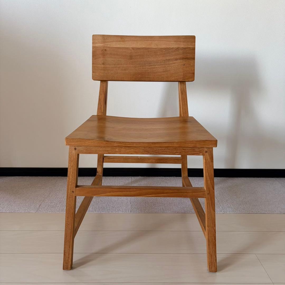 エスニクラフト　ダイニングチェア　無垢木2脚セット
