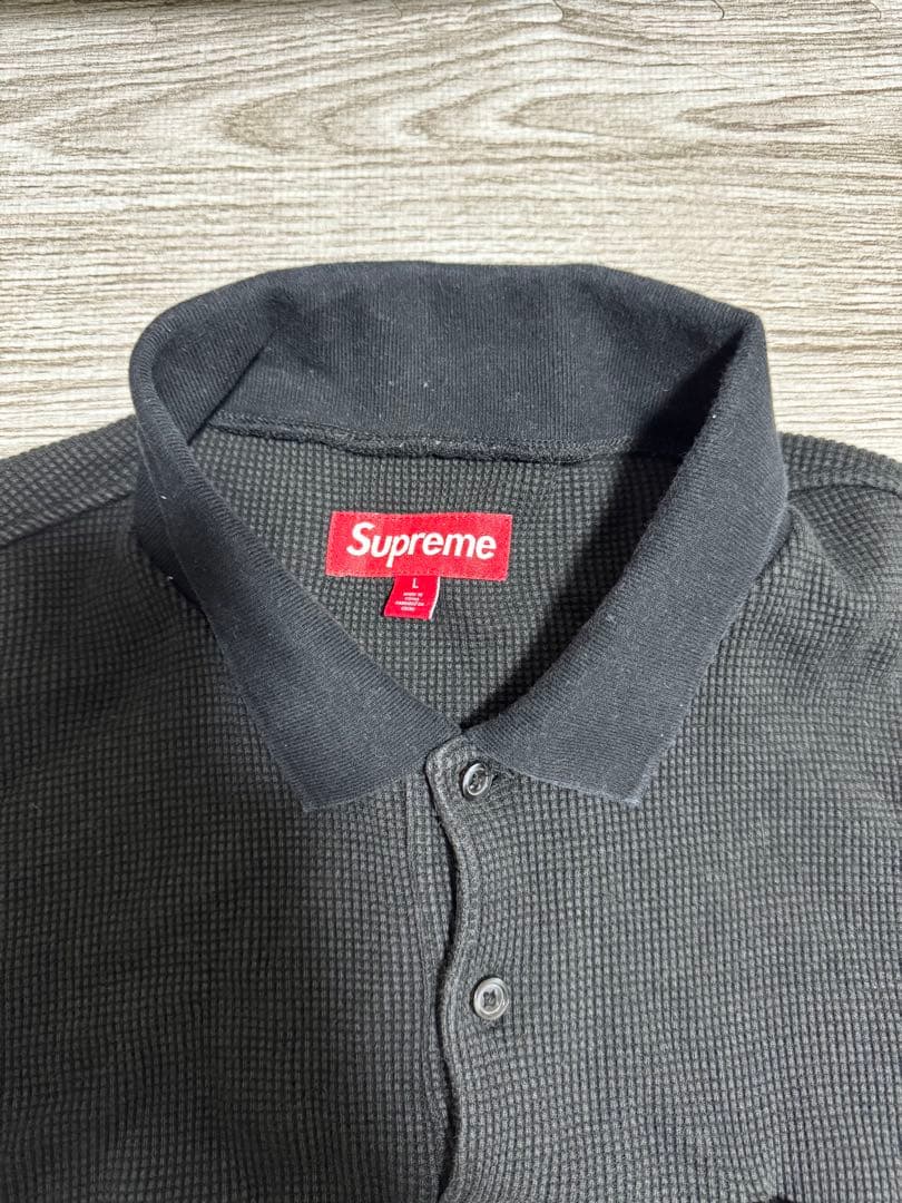 supreme サーマルポロ　Lサイズ　ブラック　23fw