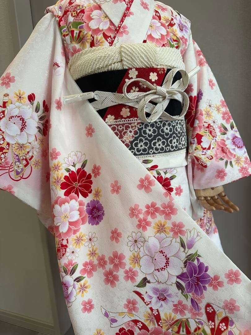 白　七五三　7歳　着物　フルセット　日本製