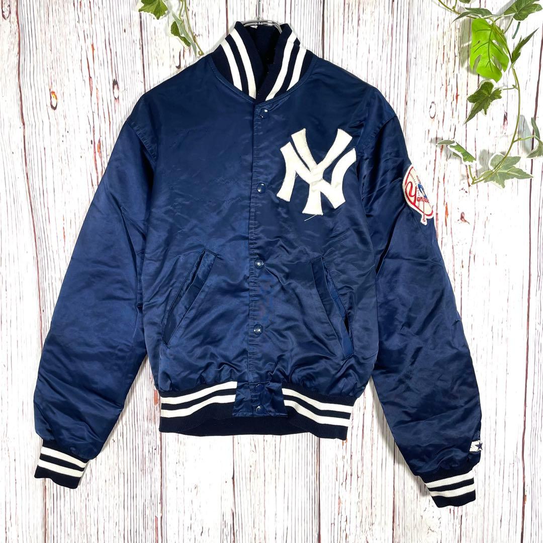 【希少】MLB スターターブルゾンスタジャンジャケットヤンキースネイビー　刺繍