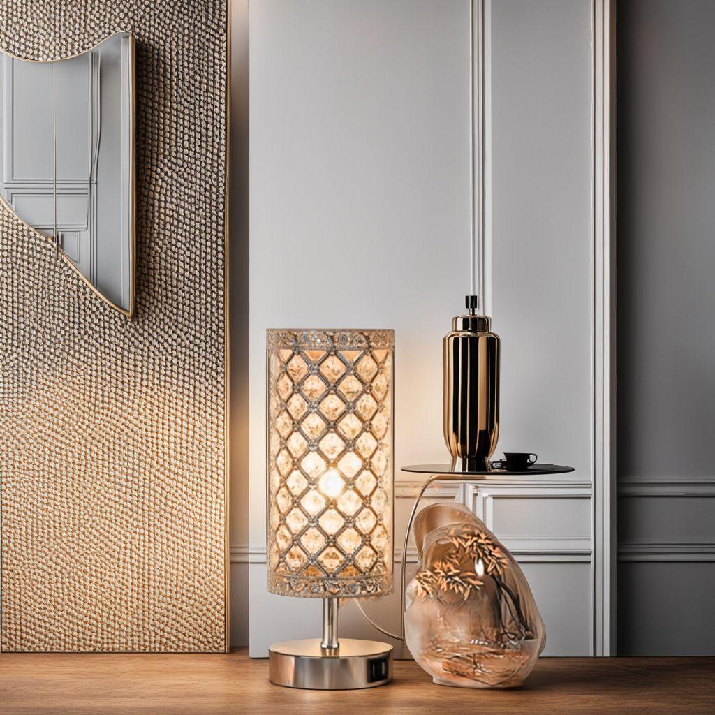 クリスタルテーブルランプ モダン USB充電ポート付き タッチ調光