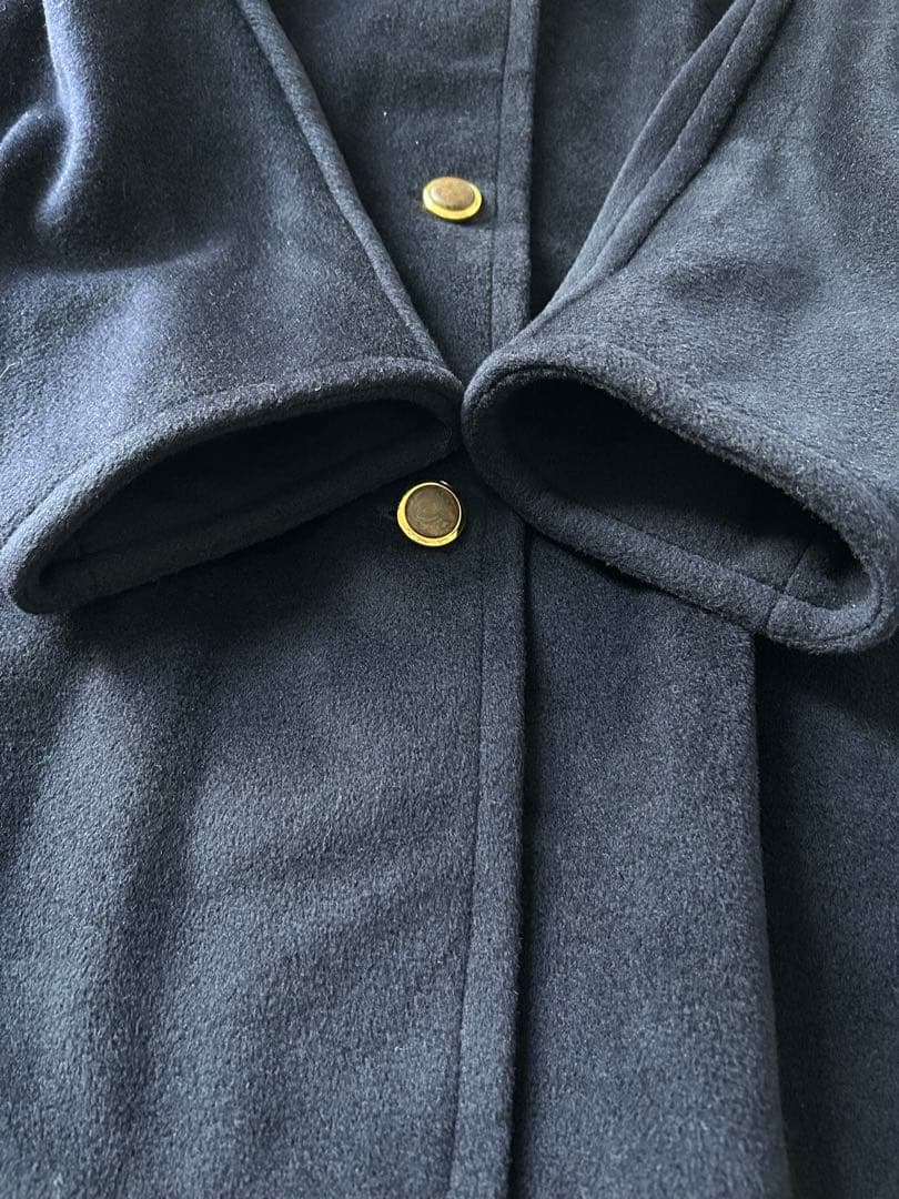 MaxMara マックスマーラ カシミヤ混 ウールコート 1枚袖 Aライン 紺色