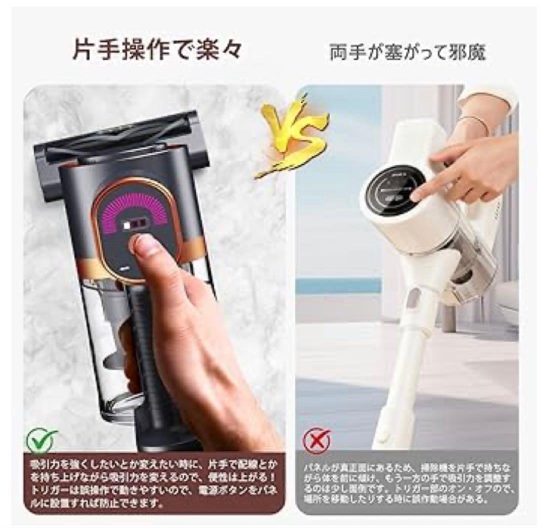 掃除機 コードレス 超強力吸引 LEDライト 置くだけ充電　最軽量 自立式