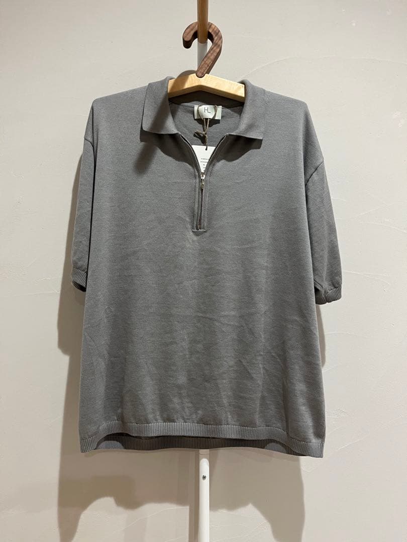 HERILL 25SS コットンカシミヤ ニット ポロシャツ グレー サイズ1