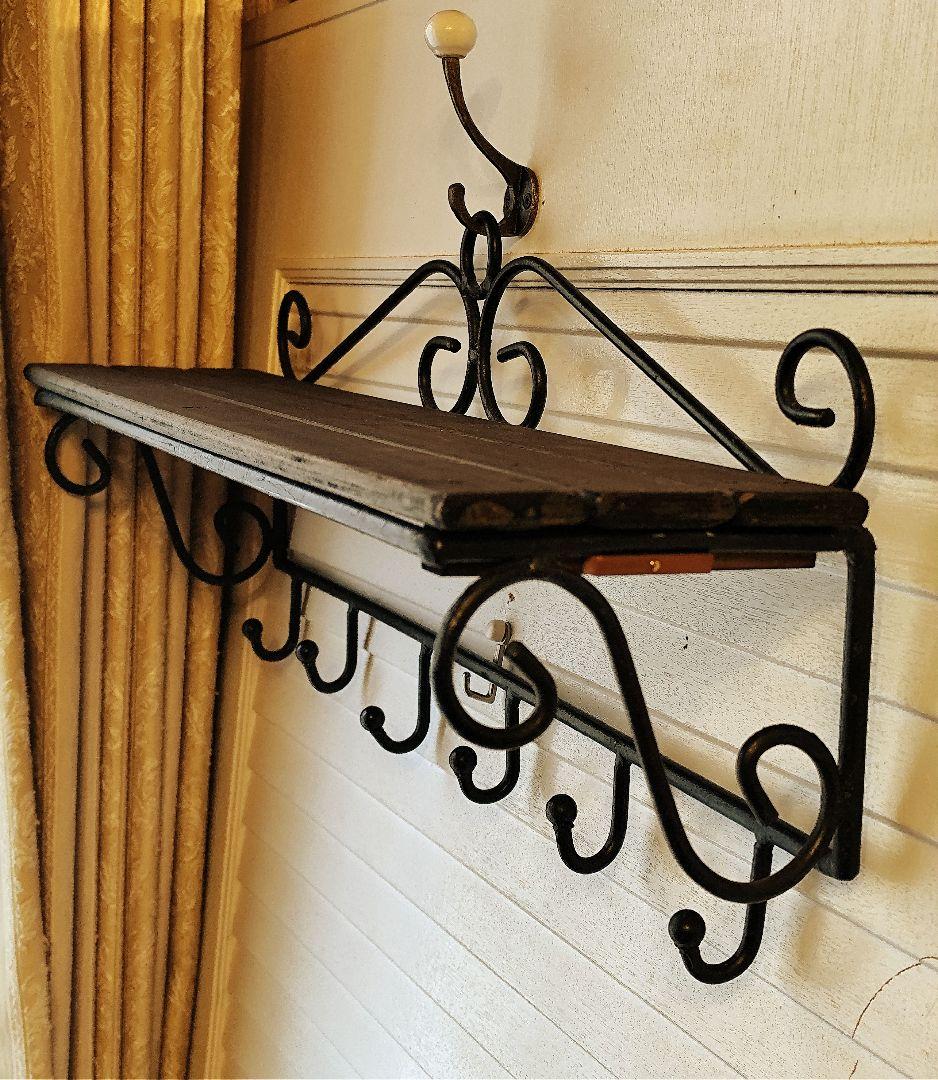アイアン製　ウォールフック 　木製の棚　鉄　アイアン