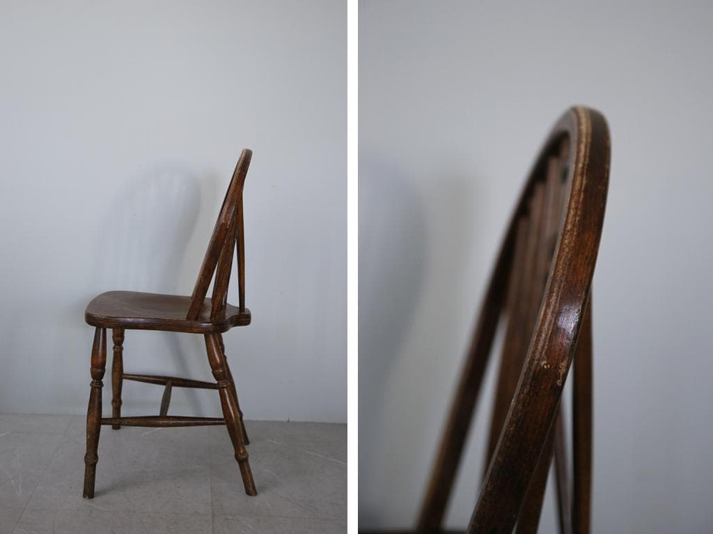 英国アンティーク木製ホイールバックチェア/ダイニングイス/椅子(92-37-5)