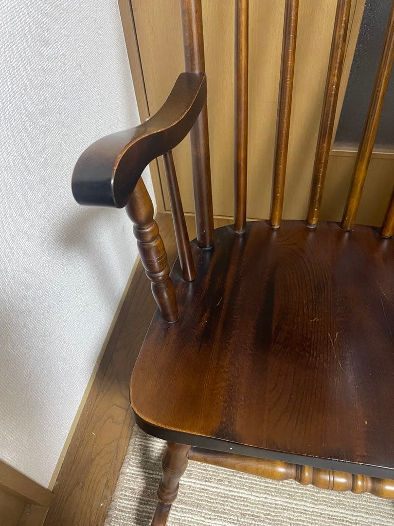 【引取限定】飛騨の家具　木製ロッキングチェア ダークブラウン　葛飾区