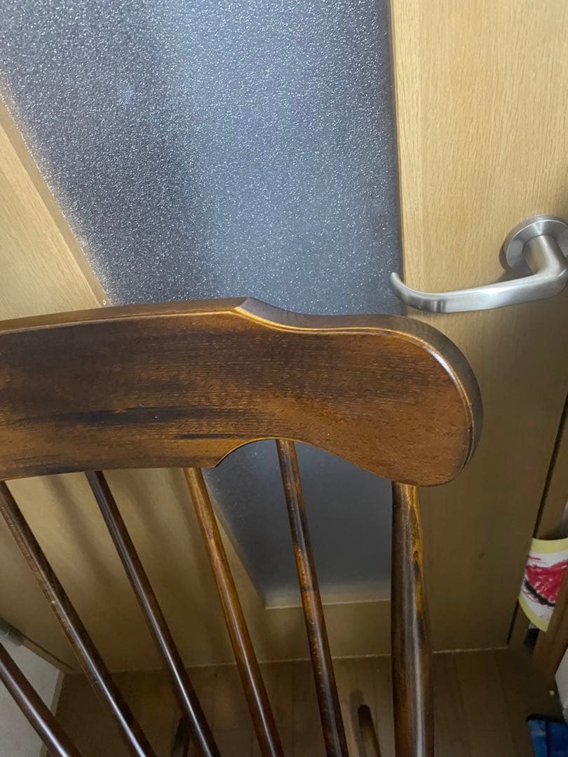 【引取限定】飛騨の家具　木製ロッキングチェア ダークブラウン　葛飾区
