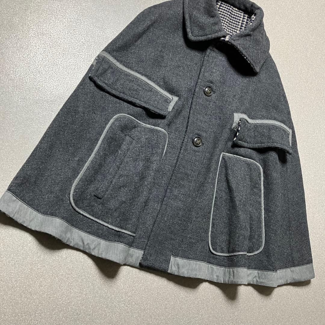 【リバーシブル マックスマーラ】ポンチョ コート ウインドウペンチェック