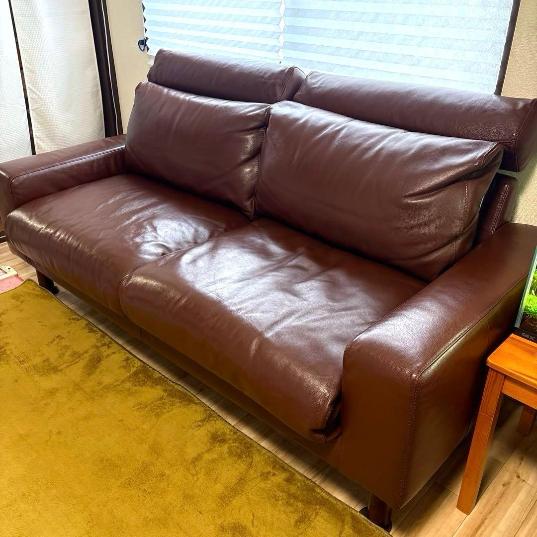 無印良品　革張りフェザーソファ