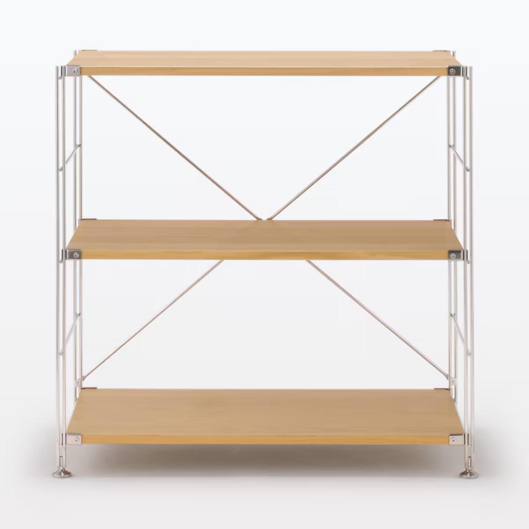 無印良品 ステンレスユニットシェルフ オーク材 ワイド 小