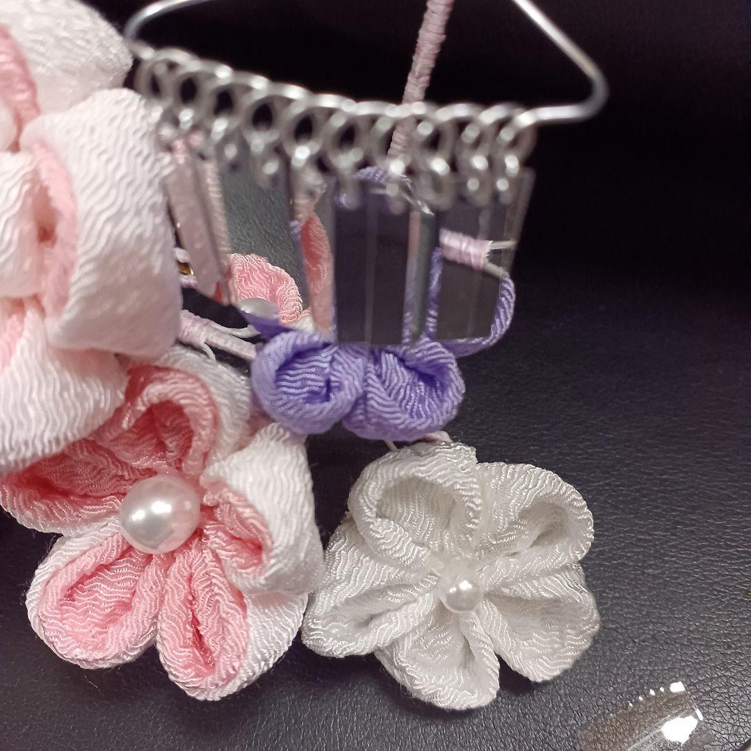 新品未使用【七五三】髪飾り　勝山かんざし　つまみ細工　パステル　日本髪　ハレの日