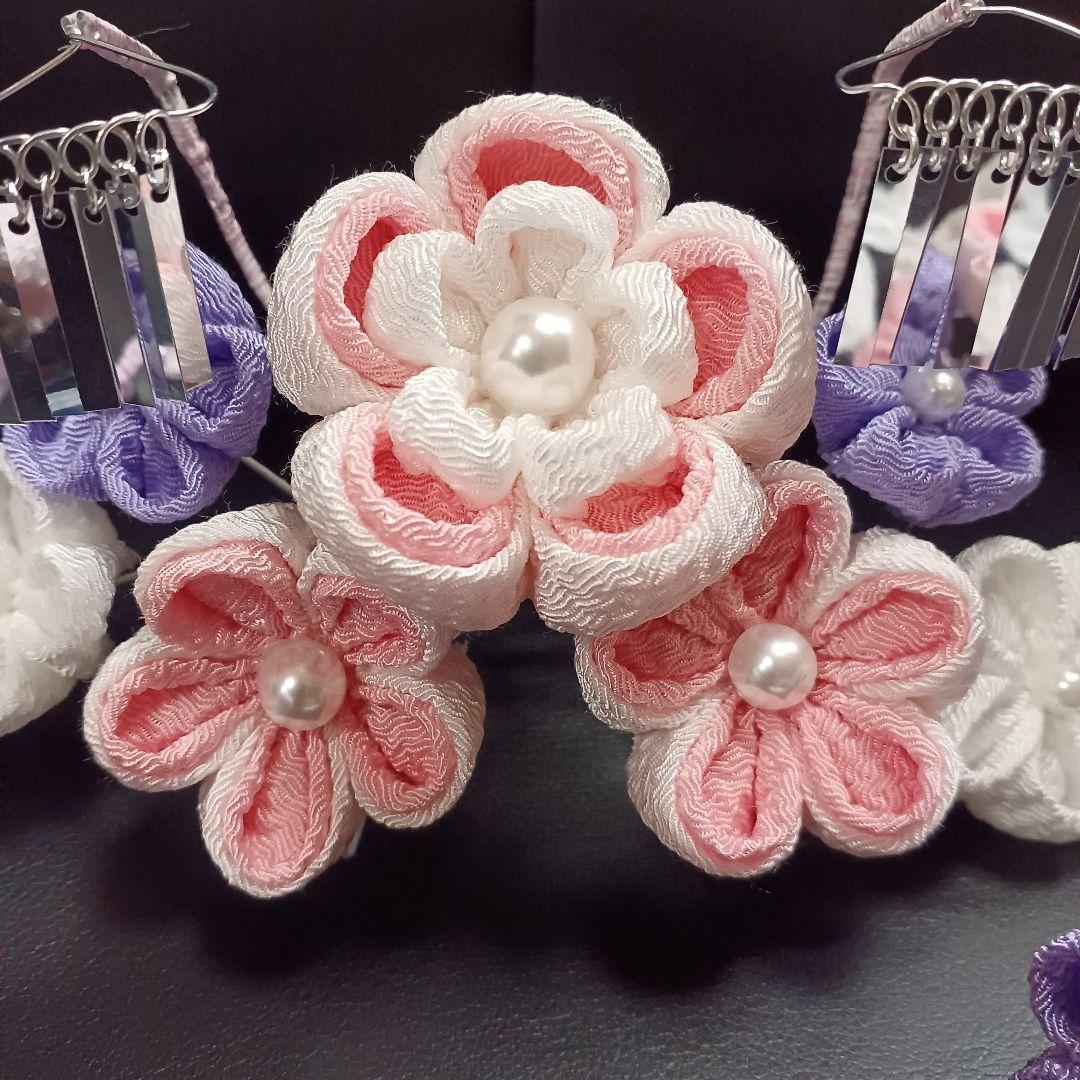 新品未使用【七五三】髪飾り　勝山かんざし　つまみ細工　パステル　日本髪　ハレの日