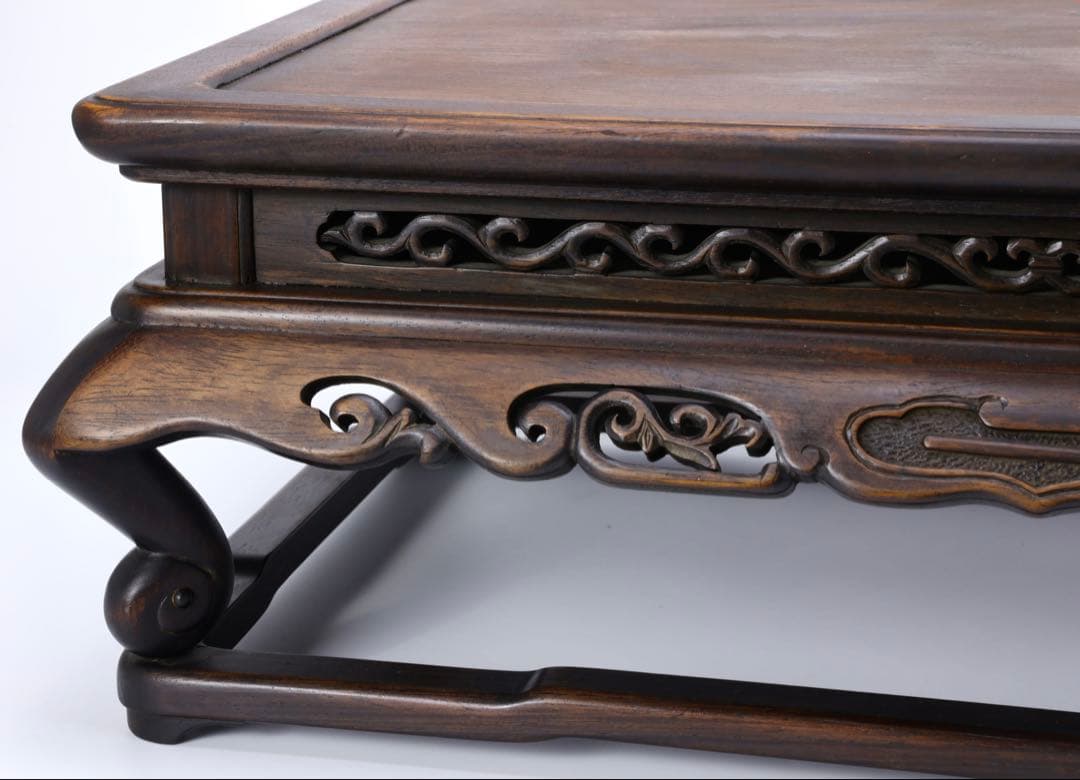 時代物 唐木製 飾台 長方卓 高さ19cm 香炉台 花台 盆栽台 アンティーク