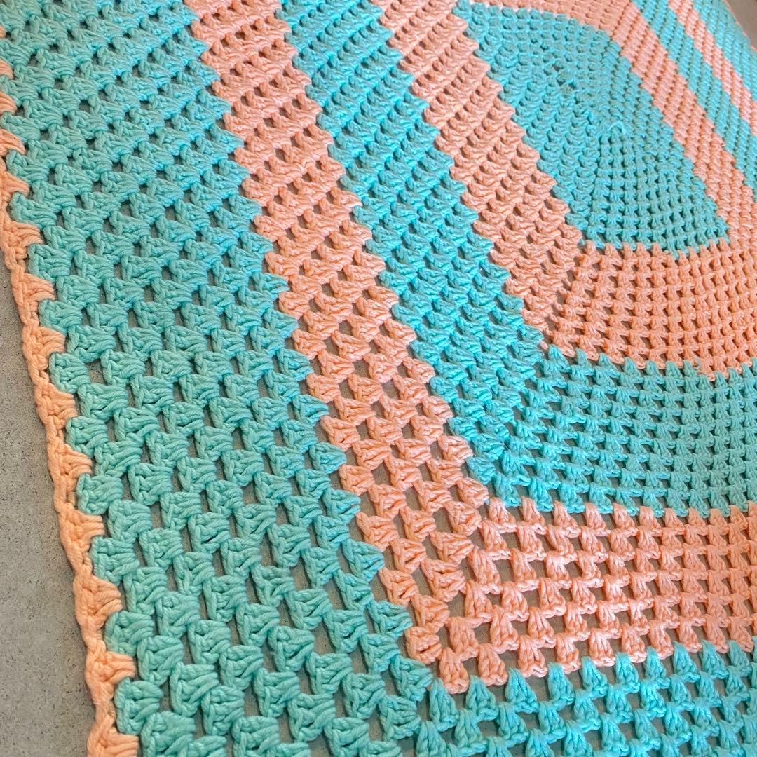 【1970s USA vintage】グラニーブランケット クロシェ パステル