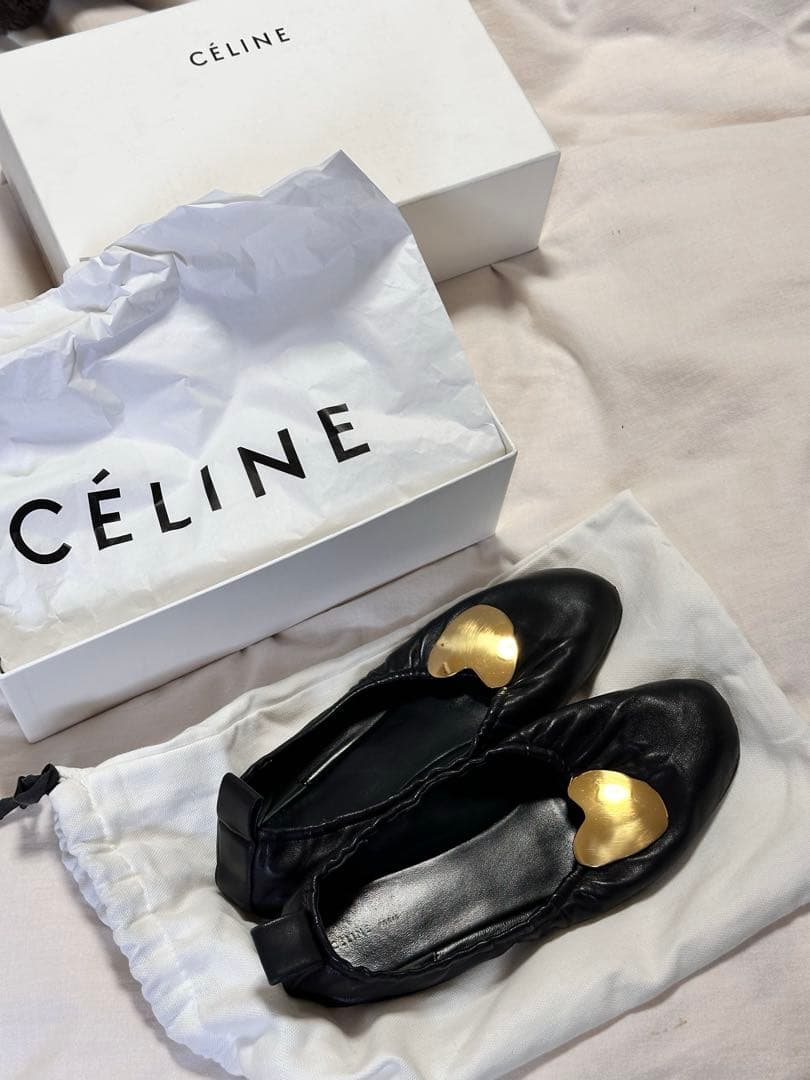 オールドセリーヌ　CELINE フィービー期ゴールドプレートパンプス37 1/2