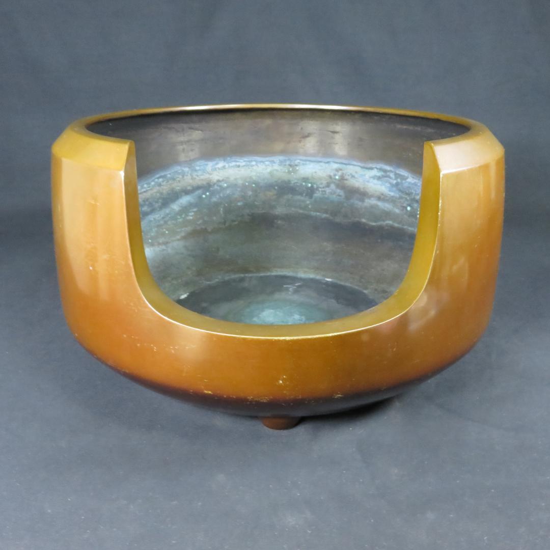 風炉 唐銅 釜師 浄鳳 面取風炉 茶道具 茶器 茶の湯 木箱 共箱