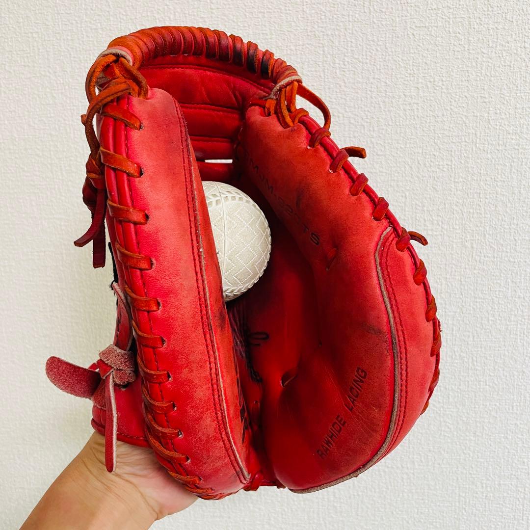 美品✨SSK キャッチャーミット 軟式 右投げ 赤 即戦力 レッド エスエスケー