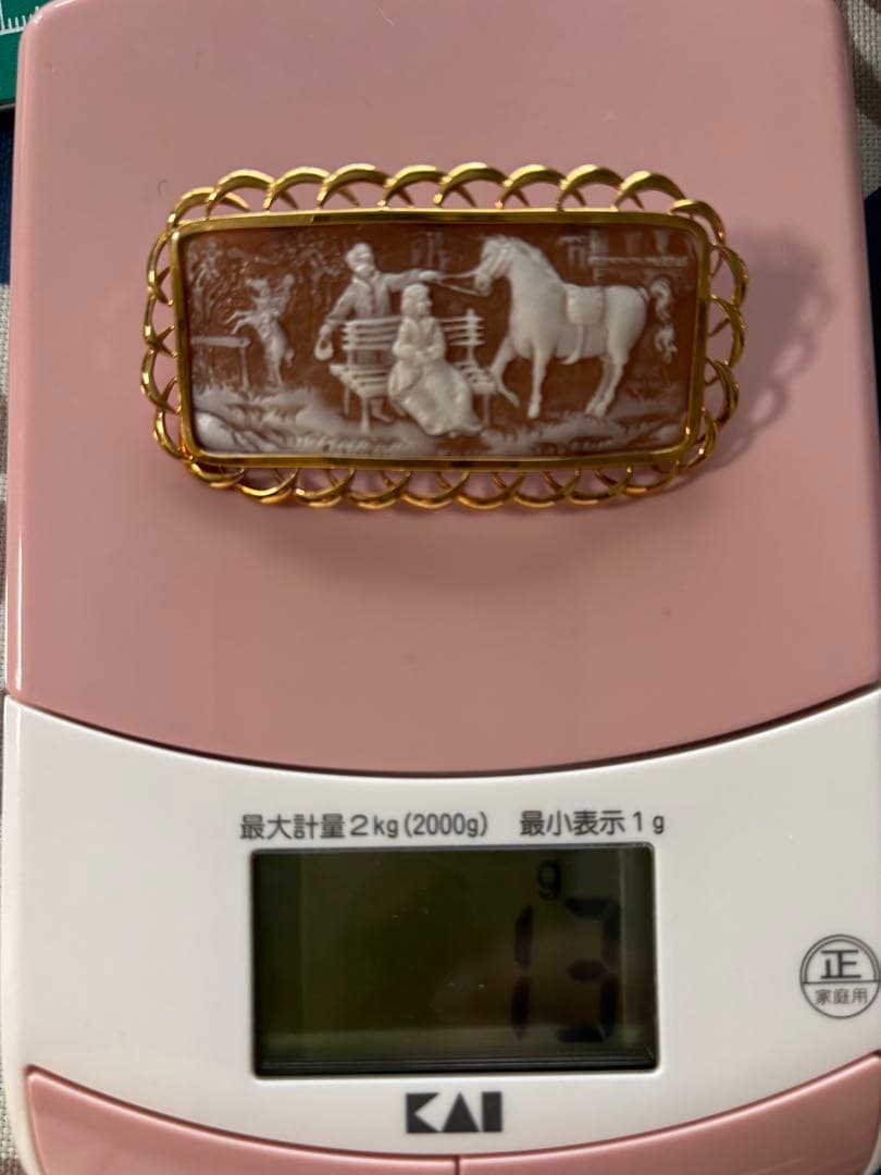 K18 カメオブローチ ペンダントトップ